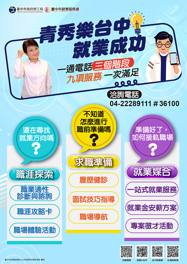 青秀樂台中 就業成功