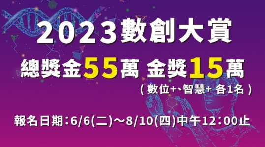 【2023數創大賞競賽】報名開始！ 高手募集中，挑戰最高獎金15萬元！